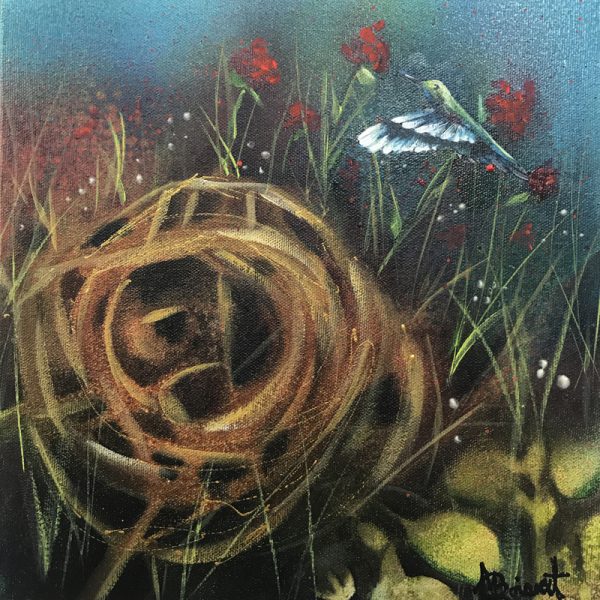 oiseau peint sur toile