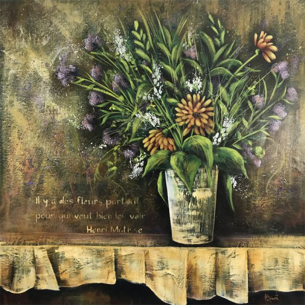 fleurs peintes sur toile