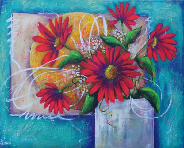 fleurs peintes sur toile